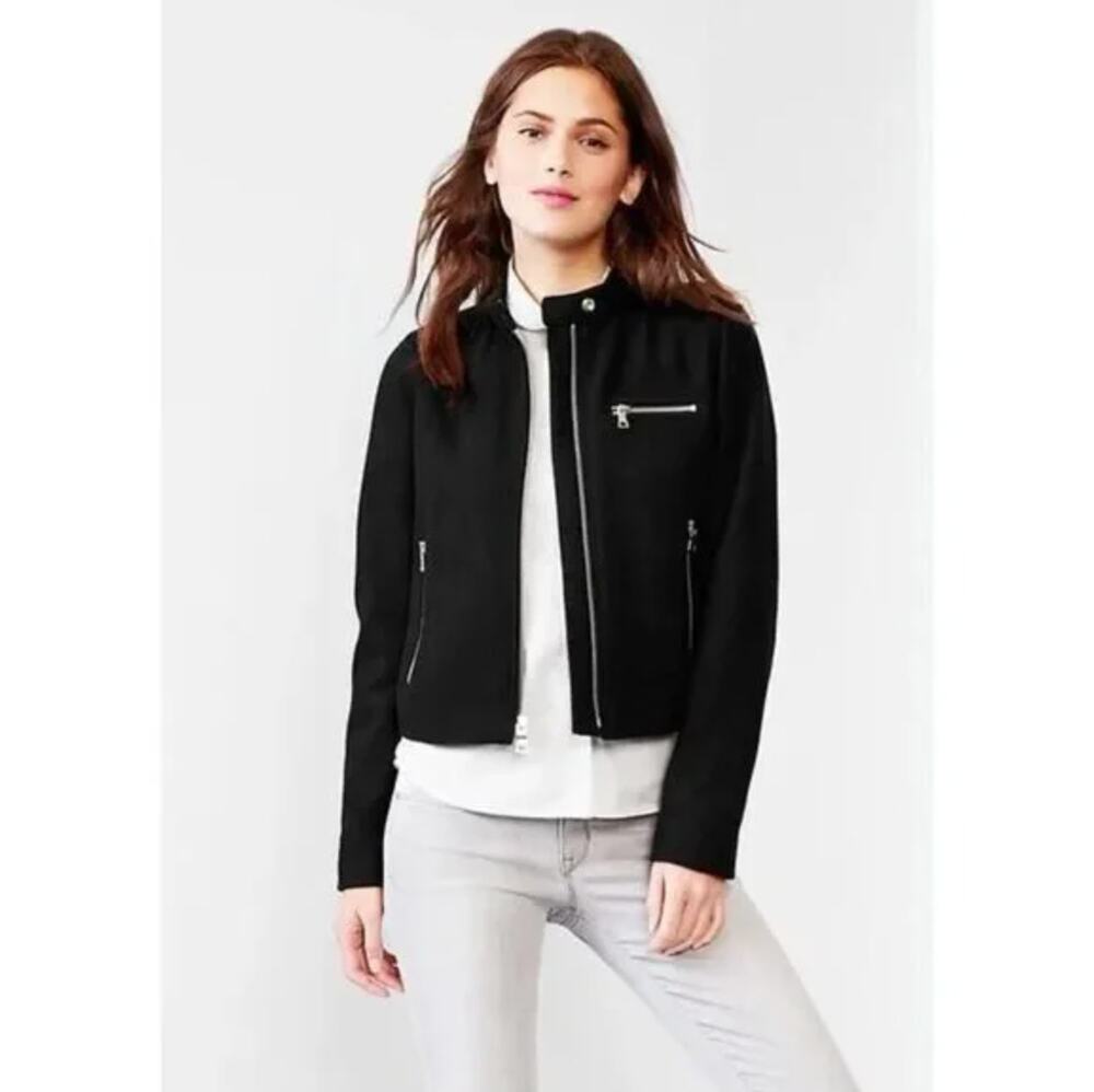 Gap Classic Full Zip Wool Blend Moto Jacket Size Medium Minimalist Edgy Outdoors